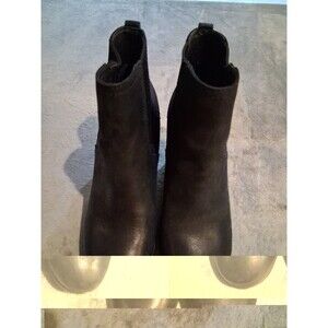 SOREL Women's Joan Uptown Wedge Bootie Size 7 Black Leather Chelsea Shoe